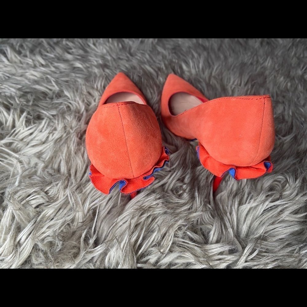 🌸Zara  Orange w/ Blue Accent Suede Heels🌸 - Picture 2 of 4